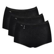 Sloggi Truser 3P Pearl Maxi Svart bomull 42 Dame