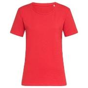 Stedman Claire Relaxed Women Crew Neck Rød ringspunnet bomull Large Da...