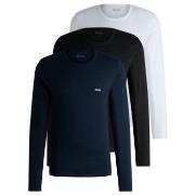 BOSS 3P Long Underwear Shirt Svart/Marine/Hvit bomull Medium Herre