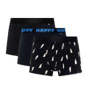 Happy socks 3P Black And White Boxershorts Svart bomull Medium Herre
