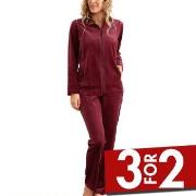 Damella Velour Plain Suit Mørkrød   X-Large Dame