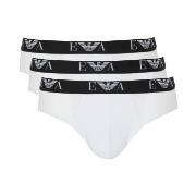 Armani Stretch Jersey Briefs With Logo 3P Hvit bomull Small Herre