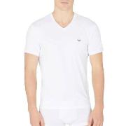 Armani Cotton V-neck T-shirt Hvit bomull Medium Herre
