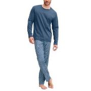Calida Relax Streamline Long Pyjama Blå bomull Large Herre