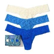 Hanky Panky Truser 3P Low Rise Lace Thong  D2 Blå/Hvit nylon One Size ...