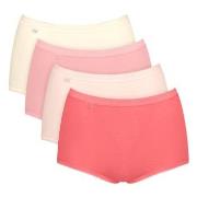 Sloggi Truser 4P Basic Plus Maxi Panty Rød/Rosa bomull 50 Dame