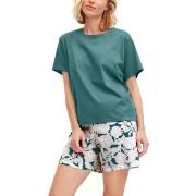 Calida Botanic Dreams Short Pyjamas Set Jade/Grønn bomull Medium Dame