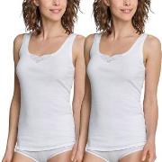 Schiesser 2P Essentials Cotton Strap Tops Embroidery Hvit bomull 44 Da...