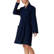 Schiesser Essentials Waffle Bathrobe Mørkblå bomull Medium Dame