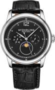 Stührling Original Herreklokke 898.02 Symphony Sort/Lær Ø39 mm