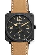 Bell & Ross Dameklokke BR S Heritage Aviation Sort/Lær 39x39 mm