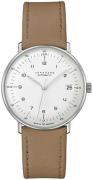 Junghans Dameklokke 27/4107.02 Max Bill Hvit/Lær Ø34 mm