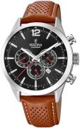 Festina Herreklokke F20542-6 Timeless Sort/Lær Ø43.5 mm