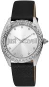 Just Cavalli Dameklokke JC1L195L0015 Sølvfarget/Lær Ø34 mm