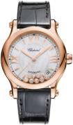 Chopard Dameklokke 274808-5008 Happy Sport Sølvfarget/Lær Ø36 mm