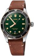 Oris Herreklokke 01 733 7707 4357-07 5 20 45 Diving Grønn/Lær Ø40