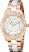 Bulova Dameklokke 98P138 Hvit/Rose-gulltonet stål Ø28 mm