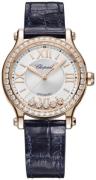 Chopard Dameklokke 275378-5003 Happy Sport Sølvfarget/Lær Ø33 mm