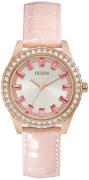 Guess Dameklokke GW0032L2 Sparkling Pink Sølvfarget/Lær Ø36 mm