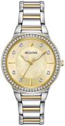 Bulova Dameklokke 98L248 Crystal Gulltonet/Gulltonet stål Ø32 mm