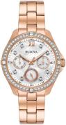 Bulova Dameklokke 98N108 Crystal Hvit/Rose-gulltonet stål Ø35 mm