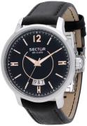 Sector Herreklokke R3251593003 Sort/Lær Ø42 mm