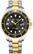 So & Co New York Yacht Timer Herreklokke 5347.3 Sort/Gulltonet