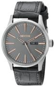 Nixon The Sentry Herreklokke A1052145-00 Grå/Lær Ø42 mm