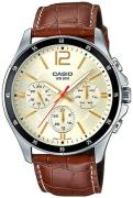 Casio 99999 Herreklokke MTP-1374L-9A2 Champagnefarget/Lær Ø43.5 mm