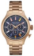 Nautica Chronograph Herreklokke NAI21507G Blå/Rose-gulltonet stål