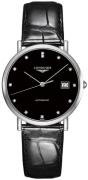 Longines Herreklokke L4.810.4.57.2 Elegant Sort/Lær Ø37 mm