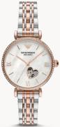 Emporio Armani Dameklokke AR60049 Gianni T-bar Hvit/Rose-gulltonet