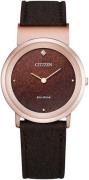 Citizen Dameklokke EG7072-19X Elegance Brun/Rose-gulltonet stål Ø31