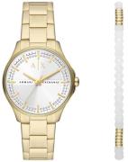 Armani Exchange Dameklokke AX7139SET Lady Hampton Hvit/Gulltonet