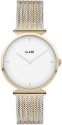 Cluse Dameklokke CW0101208002 Hvit/Gulltonet stål Ø33 mm