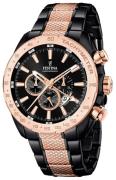 Festina Herreklokke F16888-1 Sport Sort/Rose-gulltonet stål Ø44 mm