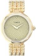 Timex Dameklokke TW2V02500 Asheville Grønn/Gulltonet stål Ø34 mm