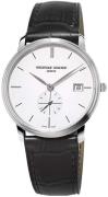 Frederique Constant Herreklokke FC-245S4S6 Slimline Sølvfarget/Lær