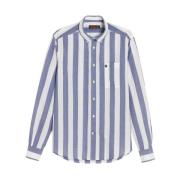 Block Stripe Cotton Skjorte Marineblå