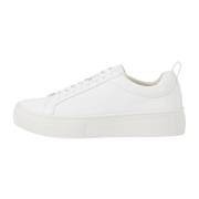 Hvit Skinn Platform Sneaker