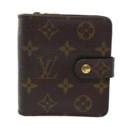 Pre-owned Brunt lerret Louis Vuitton lommebok