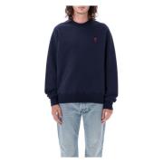 Marineblå Strikkeplagg Aw23, Bomull Crewneck