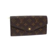 Pre-owned Brunt lerret Louis Vuitton lommebok