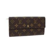 Pre-owned Brunt lerret Louis Vuitton lommebok