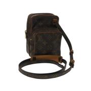 Pre-owned Brunt lerret Louis Vuitton skuldervesker