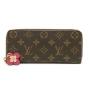 Pre-owned Brunt stoff Louis Vuitton lommebok