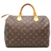 Pre-owned Brunt lerret Louis Vuitton Speedy