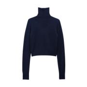 Marineblå Merino Turtleneck Sweater - Slim Fit