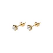 Square Crystal Mini Earrings Gold
