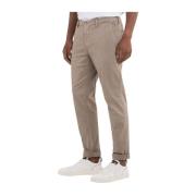 Beige Straight Jeans med Stretch